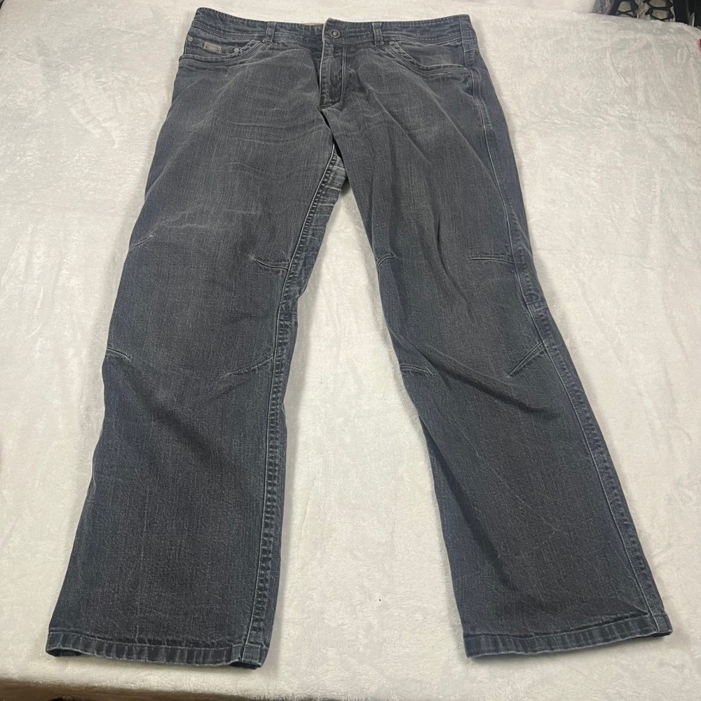 Kuhl Riot Mens 36x32 Faded Black Vintage Patina Dye Articulated Knee Denim Pants